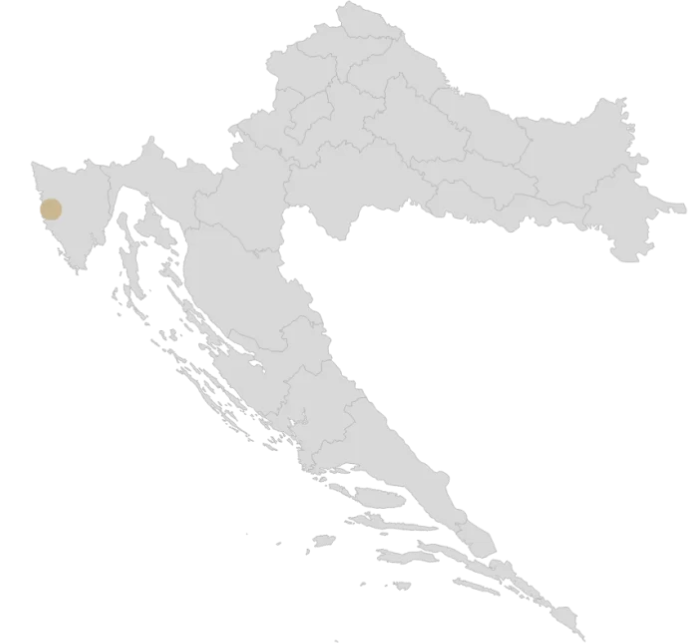 Karta Hrvatske s označenom Istrom